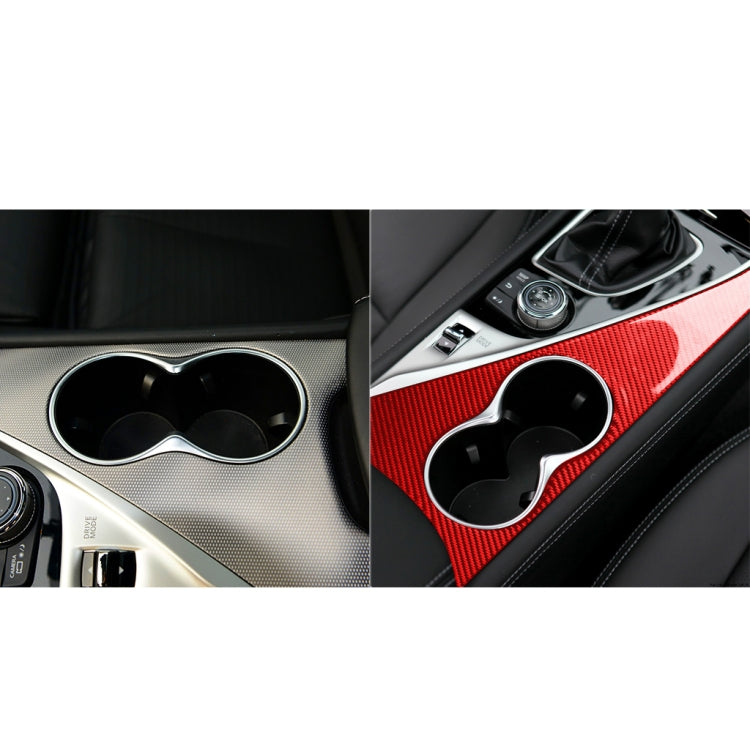 Car Carbon Fiber Water Cup Holder Panel Decorative Sticker for Infiniti Q50 2014-2020, Left Drive(Red)