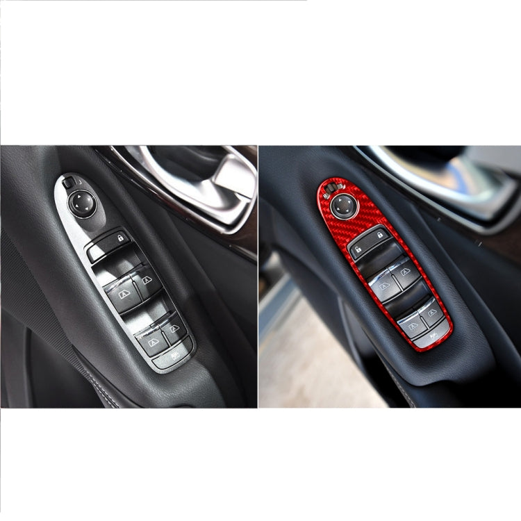 Car Carbon Fiber B Style Window Glass Lift Panel Decorative Sticker for Infiniti Q50 2014-2020, Right Drive(Red)