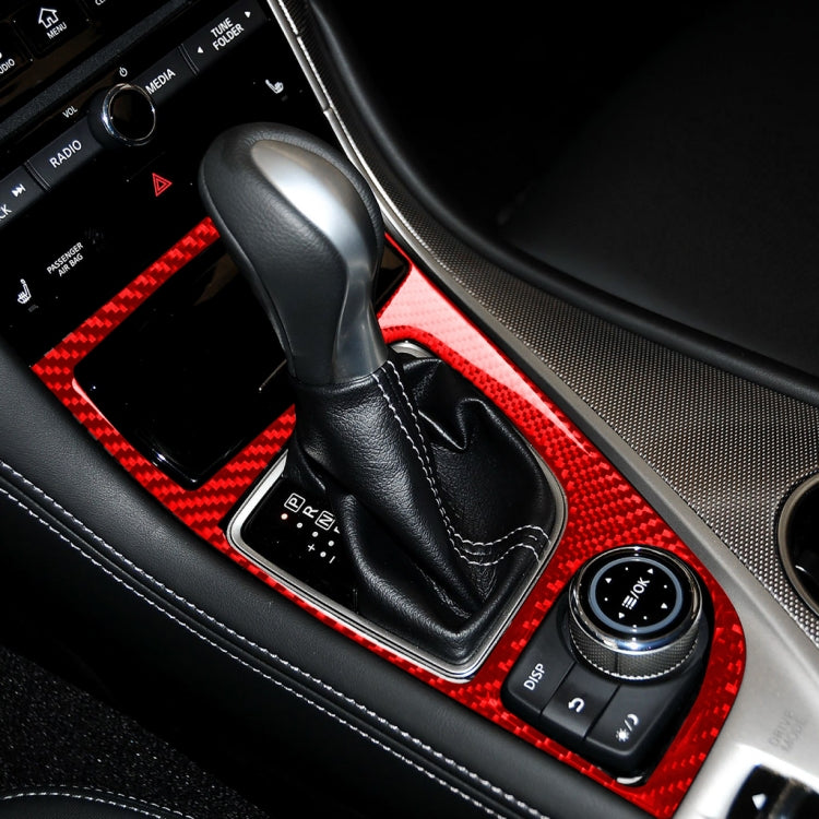 Car Carbon Fiber Gear Panel Decorative Sticker for Infiniti Q50 2014-2020, Left Drive (Red)