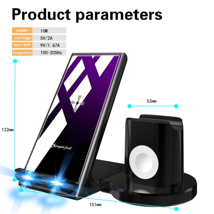 A9 10W 6 In 1 Multi-function Split Design Car Fast Charging Induction Wireless Charger(Black)