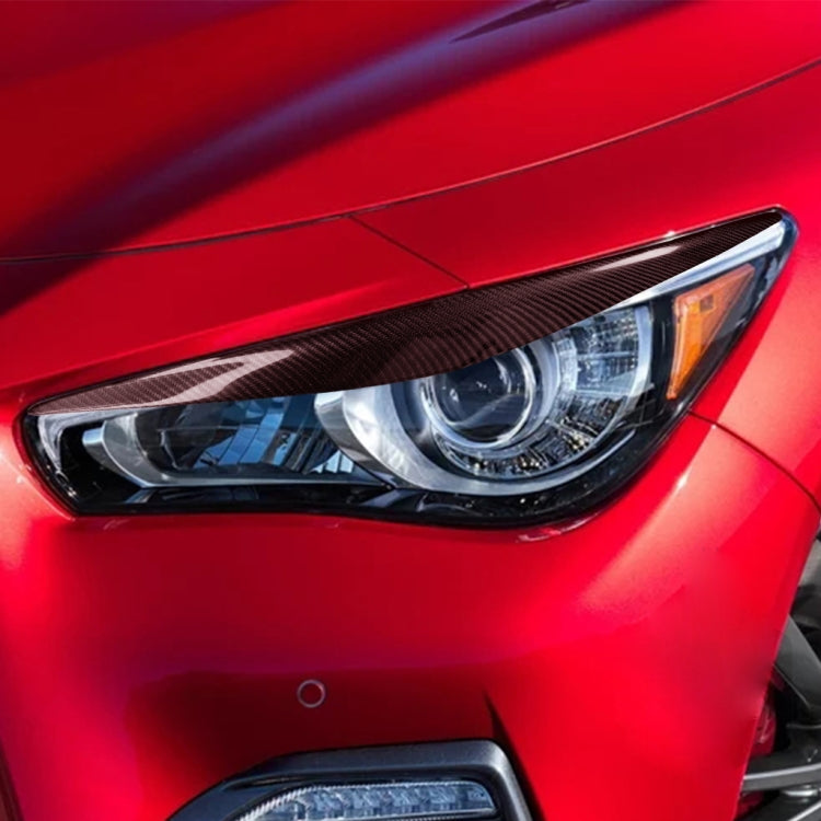 2 PCS / Set Carbon Fiber Car Lamp Eyebrow Decorative Sticker for Infiniti Q50 2014-2019, Drop Glue Version