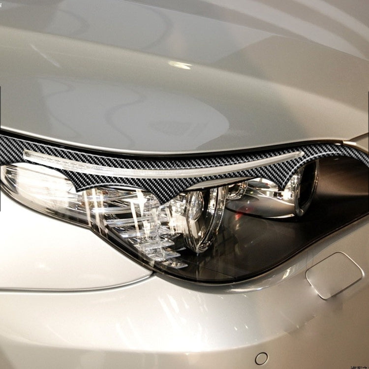 2 PCS / Set Carbon Fiber Car Lamp Eyebrow Decorative Sticker for BMW E60 5 Series 2004-2010, Drop Glue Version