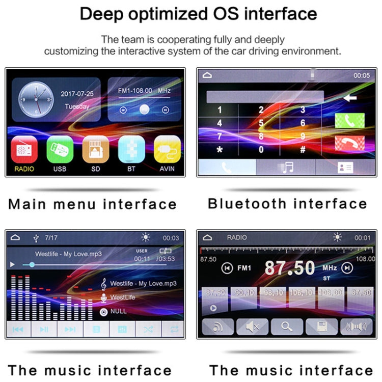 8011B 7 inch 1080P Universal Car Radio Receiver MP5 Player, Support FM & Bluetooth & TF Card with Remote Control