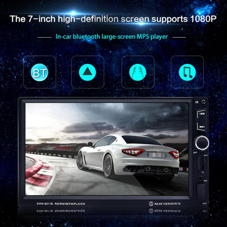 8011B 7 inch 1080P Universal Car Radio Receiver MP5 Player, Support FM & Bluetooth & TF Card with Remote Control