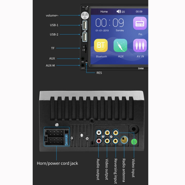 X5 7 inch 800x480 Universal Car Radio Receiver MP5 Player, Support FM & Bluetooth & USB & AUX