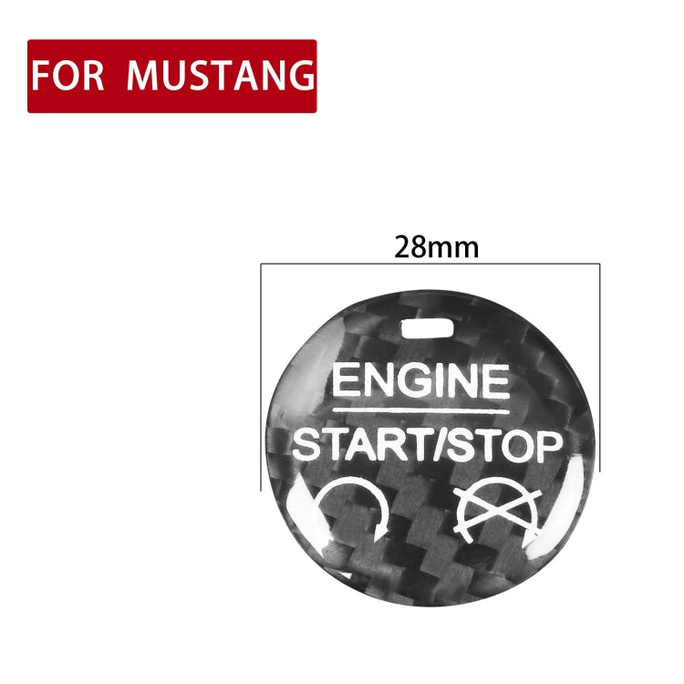 Car Carbon Fiber Engine Start Button Decorative Cover Trim for Ford Mustang 2015-2019