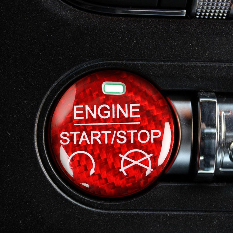 Car Carbon Fiber Engine Start Button Decorative Cover Trim for Ford Mustang 2015-2019