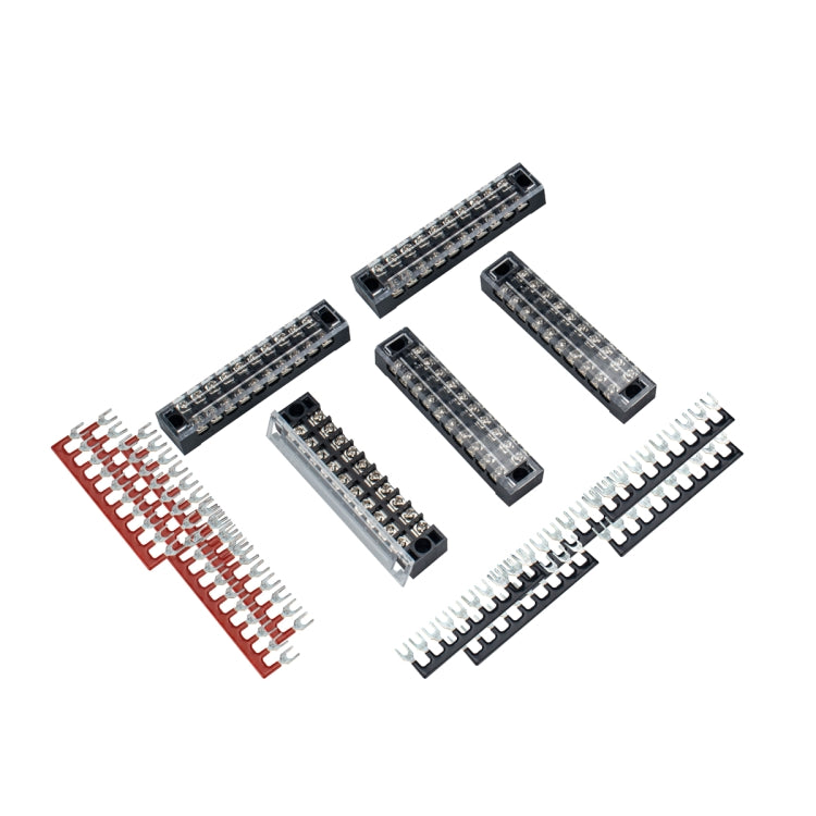 5 PCS Car 10-way TB-1510 Dual Row Power Terminal Connector + 10-position Connection Strip with Cover