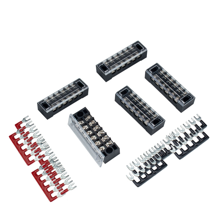 5 PCS Car 6-way TB-1506 Dual Row Power Terminal Connector + 6-position Connection Strip with Cover