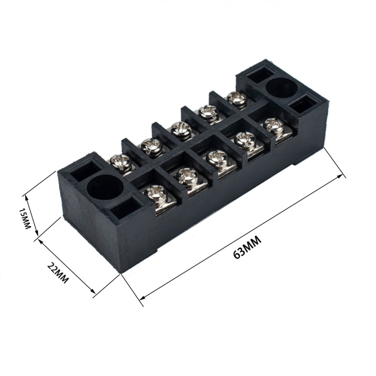 5 PCS Car 5-way TB-1505 Dual Row Power Terminal Connector + 5-position Connection Strip with Cover