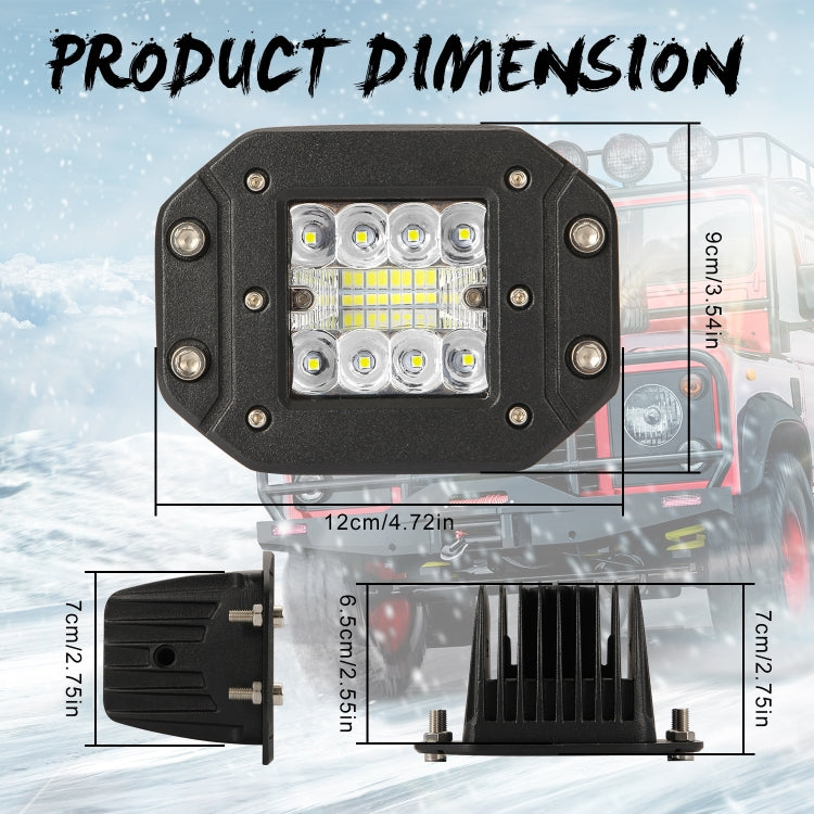 2 PCS Car 3-row 5 inch Embedded Front Bumper Light Work Light with Bracket