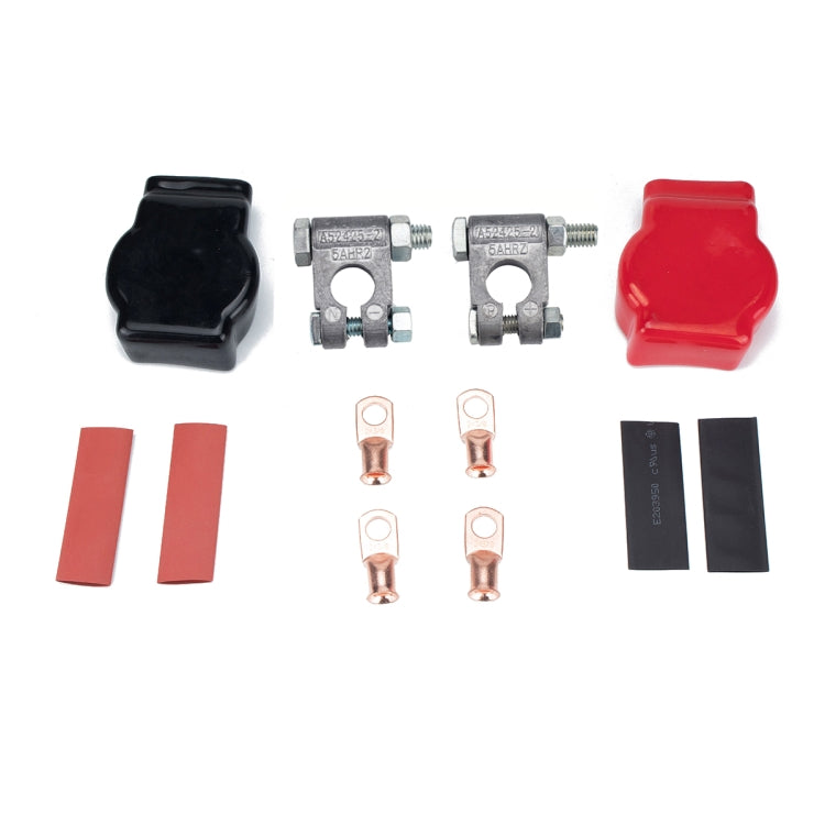 2 PCS Positive and Negative Car Pure Lead Battery Connectors Terminals Clamps Clips with Protective Cover + Copper Terminal