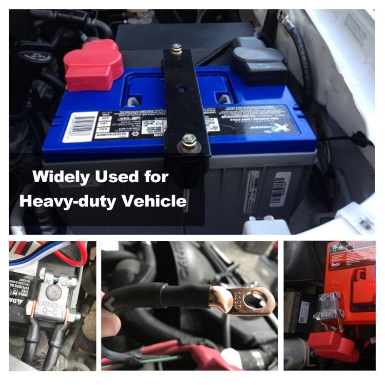 2 PCS Positive and Negative Car Pure Lead Battery Connectors Terminals Clamps Clips with Protective Cover + Copper Terminal