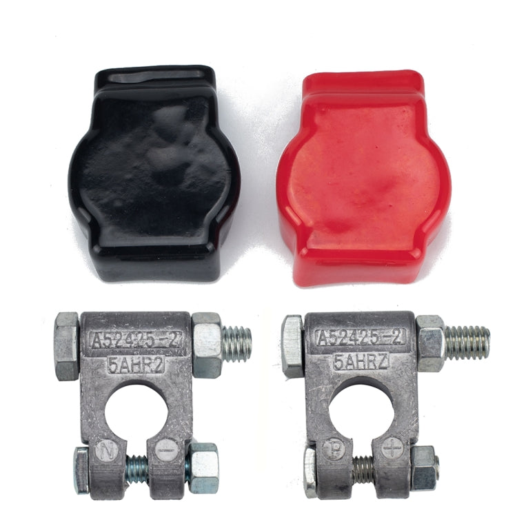 2 PCS Positive and Negative Car Pure Lead Battery Connectors Terminals Clamps Clips with Protective Cover