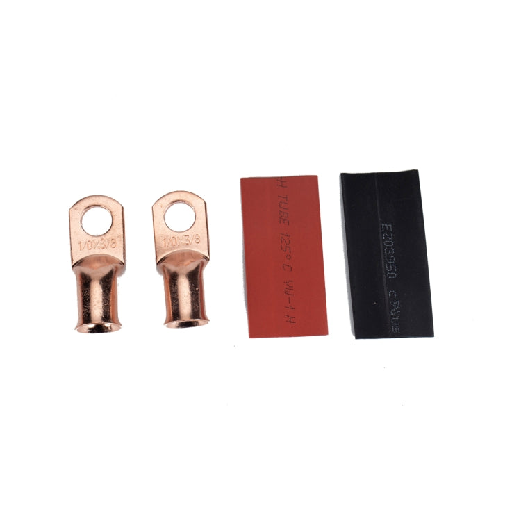 10 PCS AWG T2 Copper Heavy-duty Cold-pressed Wire Terminals 1/0 x 3/8 with Heat Shrinkable Tube