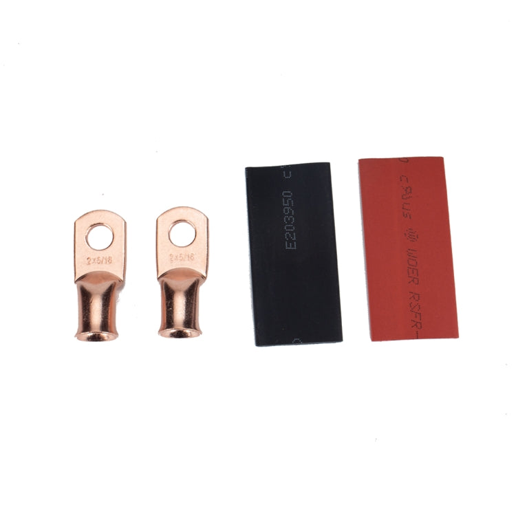 10 PCS AWG T2 Copper Heavy-duty Cold-pressed Wire Terminals 2 x 5/16 with Heat Shrinkable Tube