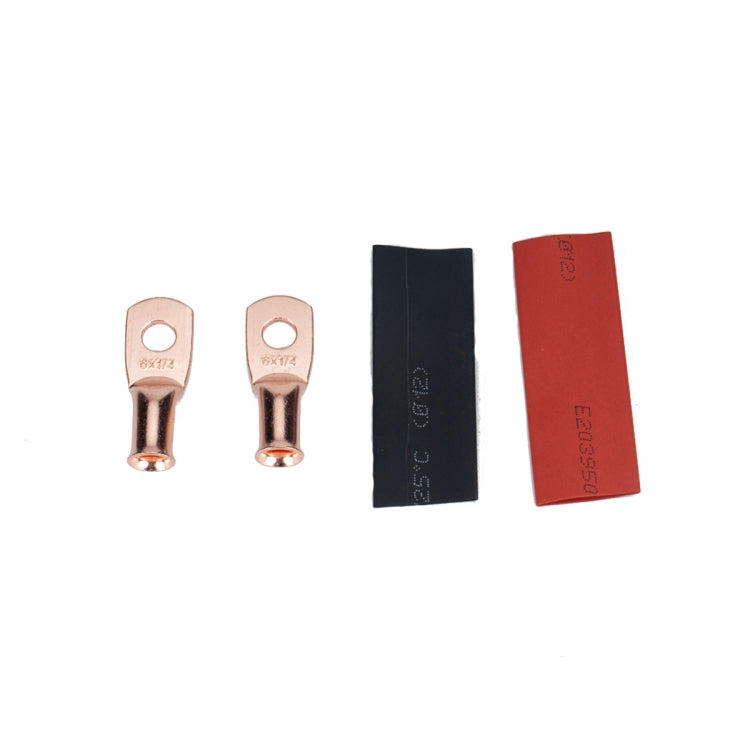 10 PCS AWG T2 Copper Heavy-duty Cold-pressed Wire Terminals 6 x 1/4 with Heat Shrinkable Tube