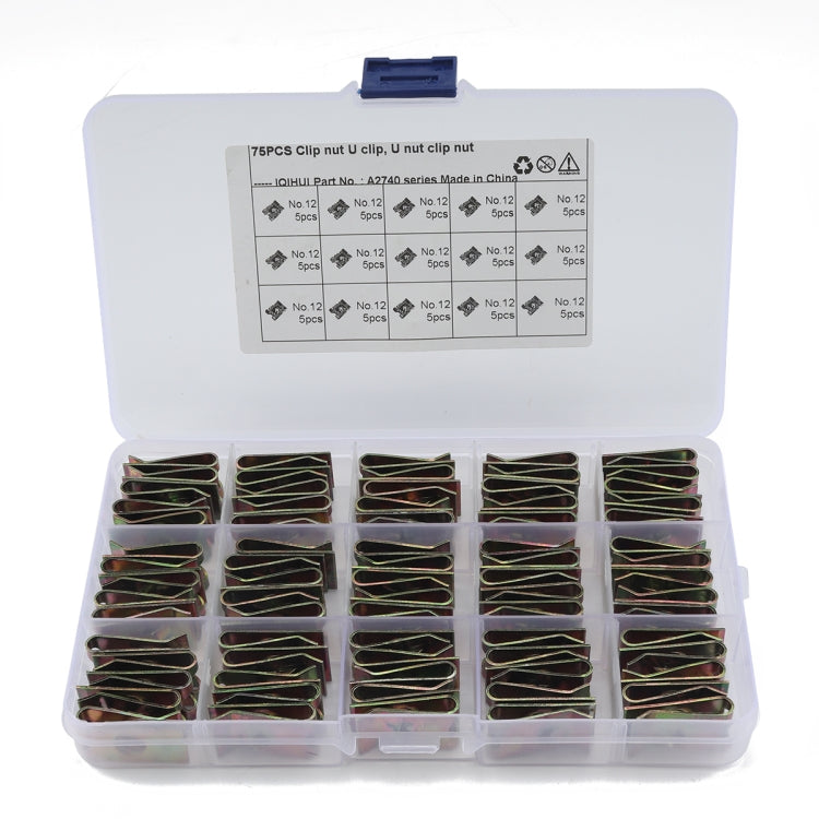 75 PCS U Nut Kit Spire Clips No.12 Zinc Speed Fasteners Lug Nuts