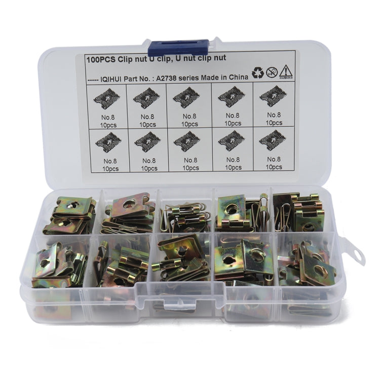 100 PCS U Nut Kit Spire Clips No.8 Zinc Speed Fasteners Lug Nuts