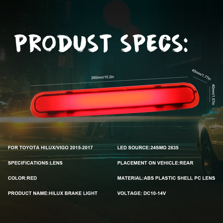DC10-14V 24LEDs SMD-2835 Car Short High Position Brake Light for Toyota Hilux Vigo 2015-2017