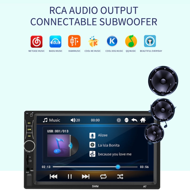 A7 7 inch Universal Car Radio Receiver MP5 Player, Support FM & Bluetooth & Phone Link with Remote Control