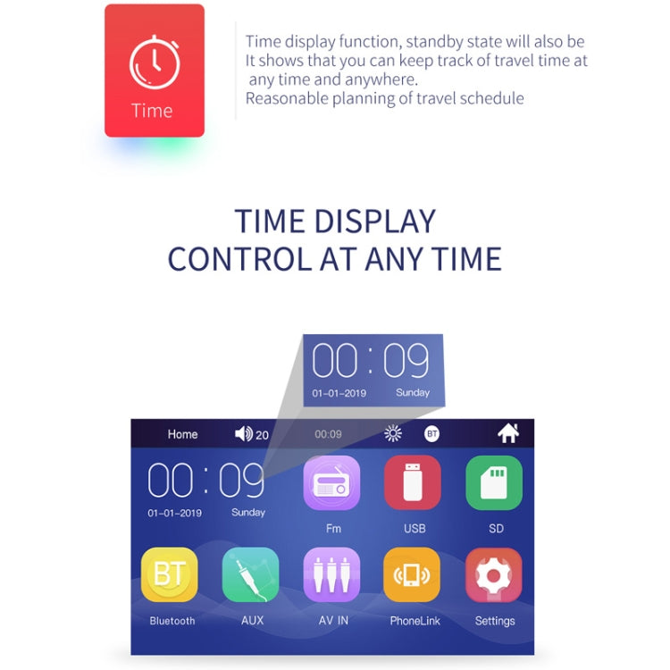 A7 7 inch Universal Car Radio Receiver MP5 Player, Support FM & Bluetooth & Phone Link with Remote Control