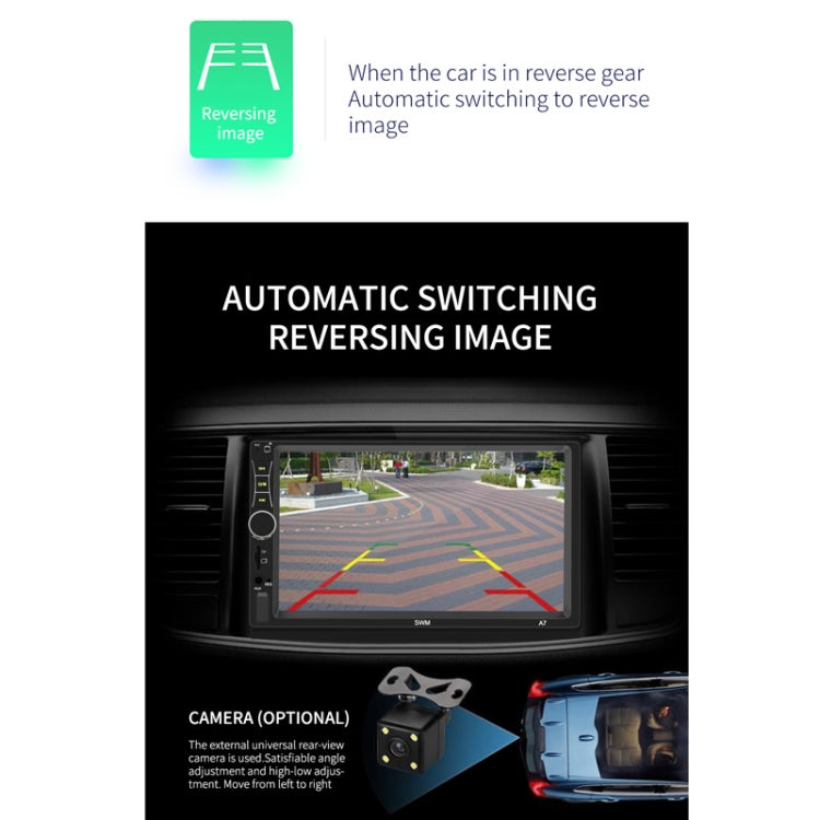 A7 7 inch Universal Car Radio Receiver MP5 Player, Support FM & Bluetooth & Phone Link with Remote Control