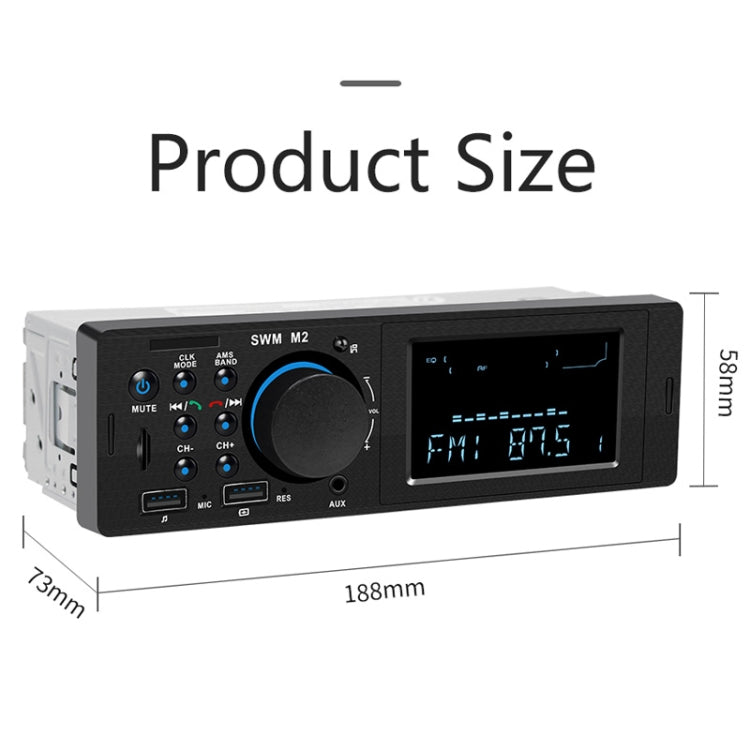 SWM-M2 Universal Car 12V Bluetooth Radio Receiver MP3 Player, Support FM with Remote Control