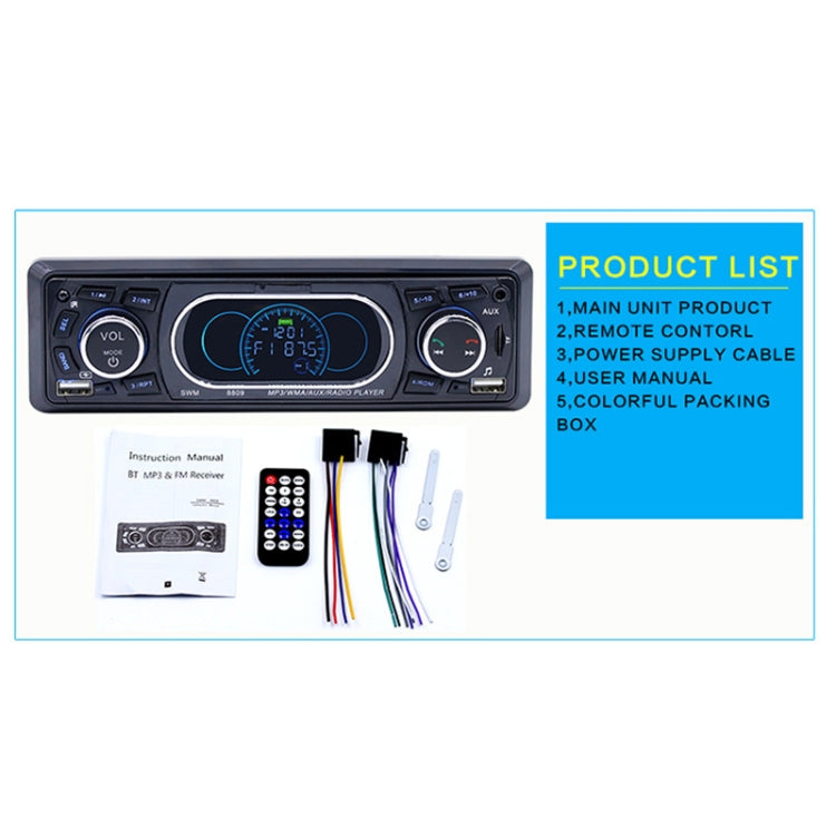 8809 Universal Car 12V Bluetooth Radio Receiver MP3 Player, Support FM with Remote Control