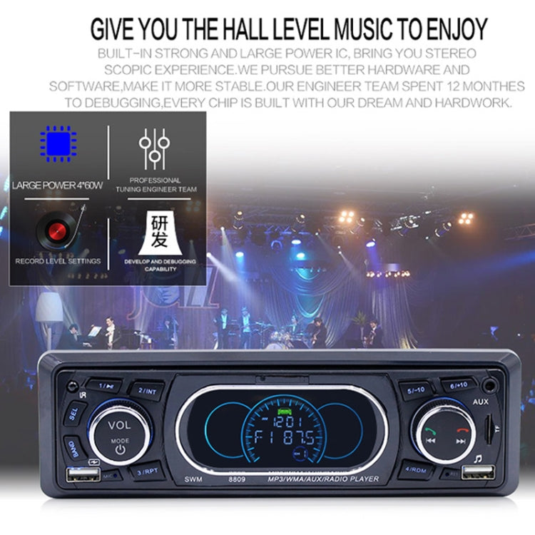 8809 Universal Car 12V Bluetooth Radio Receiver MP3 Player, Support FM with Remote Control