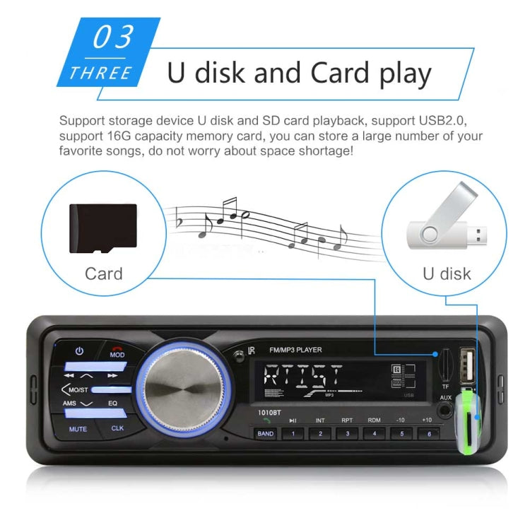 1010BT Universal Car 12V Bluetooth Radio Receiver MP3 Player, Support FM with Remote Control