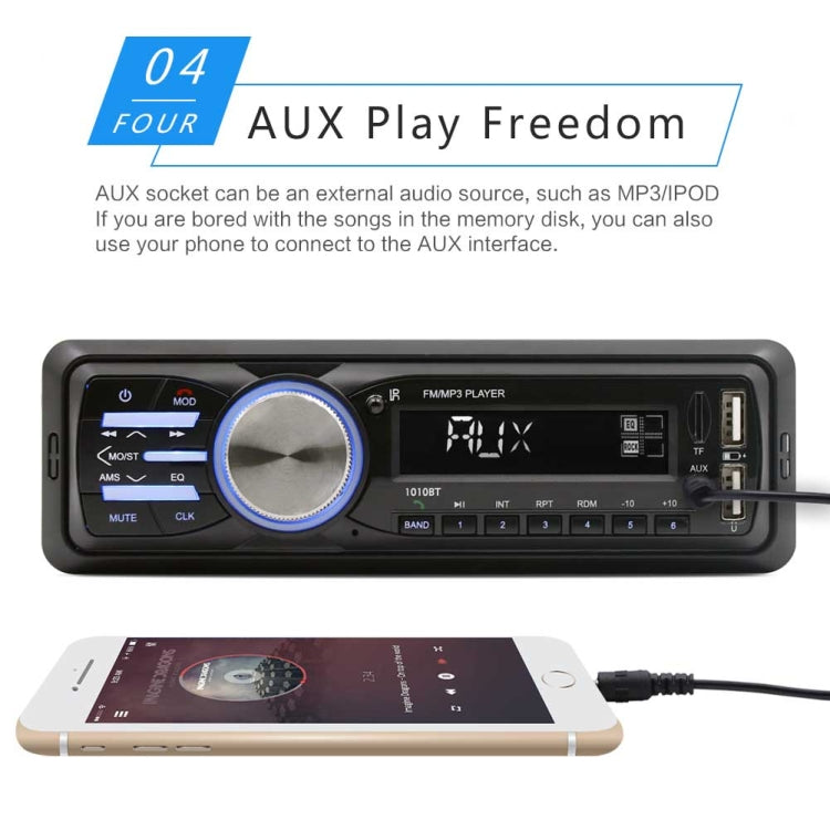1010BT Universal Car 12V Bluetooth Radio Receiver MP3 Player, Support FM with Remote Control