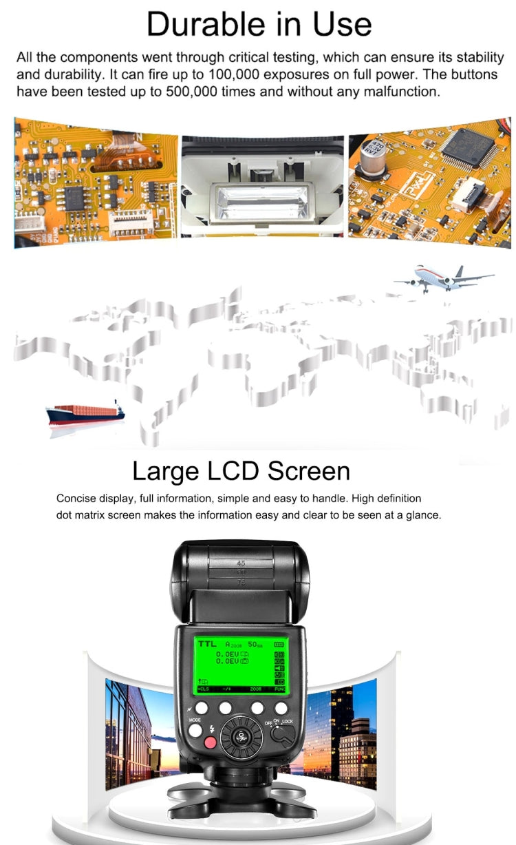 PIXEL X800N Standard iTTL / M / PRT Flash Light Speedlite for Nikon Camera