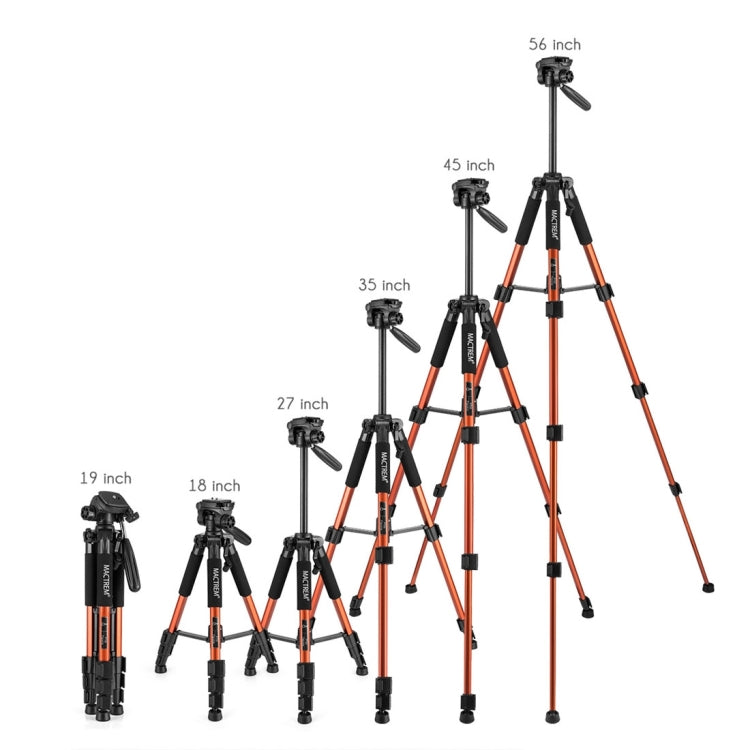 MACTREM PT55 Aluminum Alloy + ABS Camera Tripod with 3 Way 360 Degree Panhead for DSLR / SLR / Canon / Nikon / Sony / Olympus / DV Includes Carrying Case