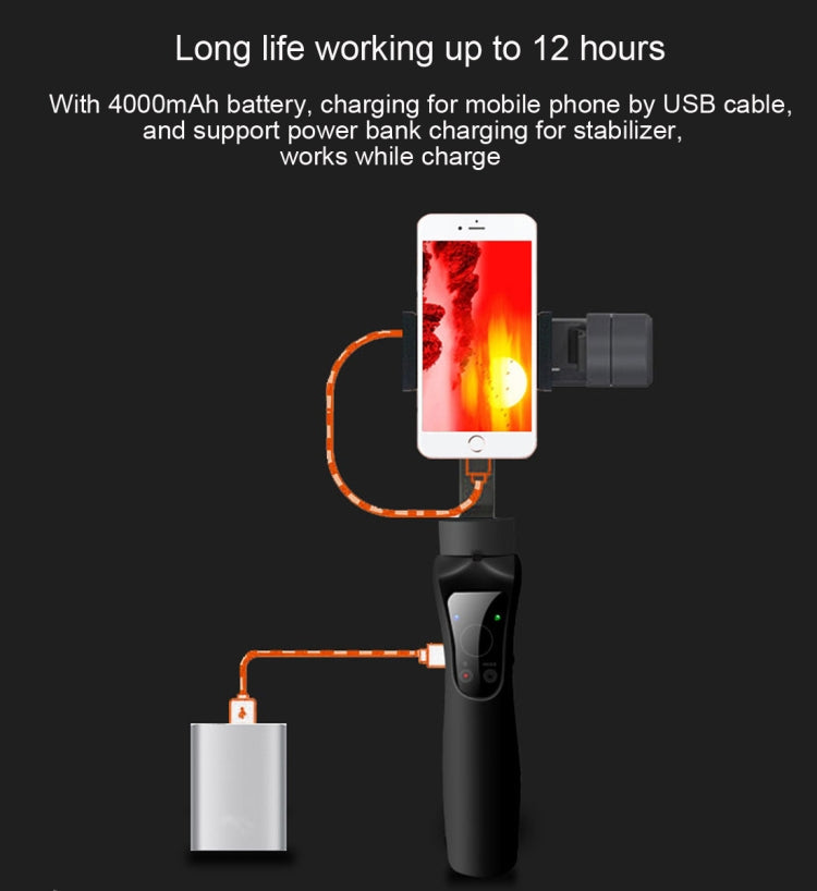 S5 3-Axis Stabilized Handheld Gimbal Stabilizer for Smartphones(Black)