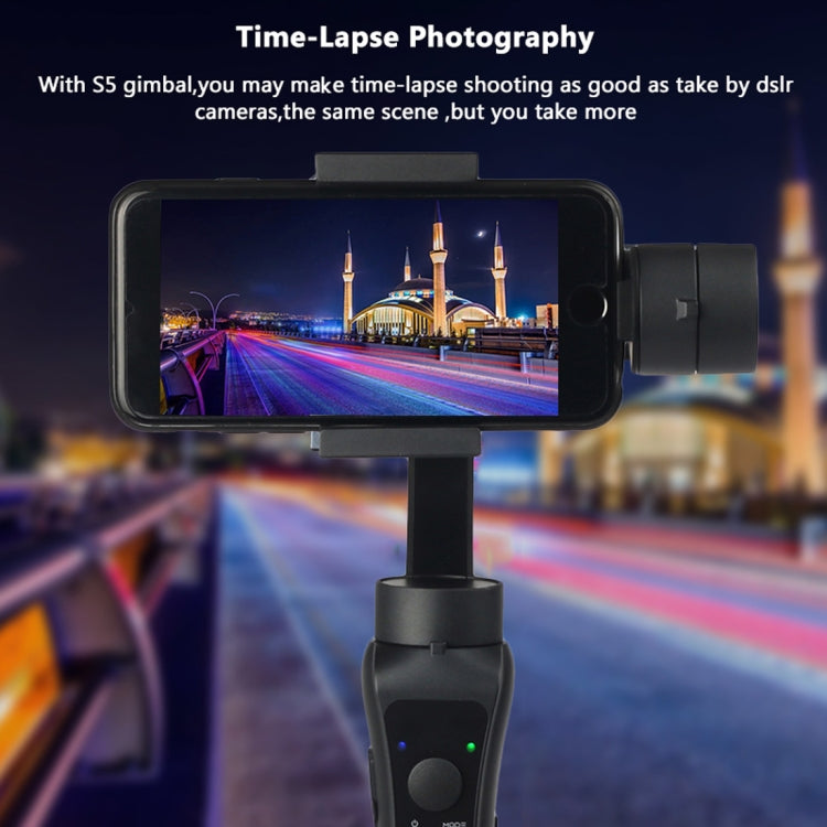S5 3-Axis Stabilized Handheld Gimbal Stabilizer for Smartphones(Black)