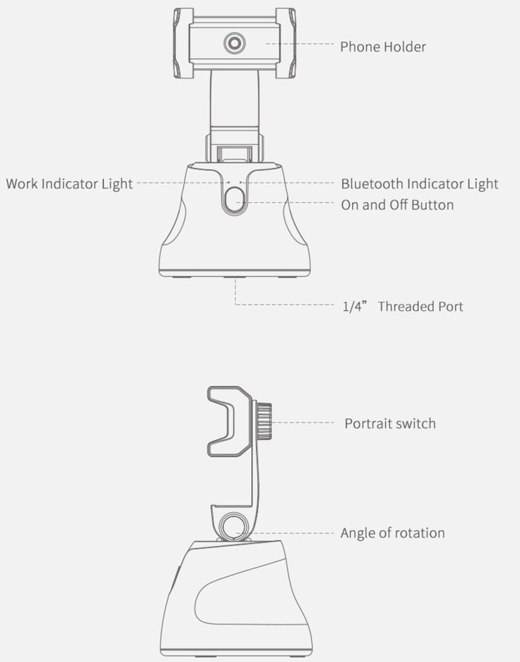 Apai Genie 360 Degree Rotation Panoramic Head Bluetooth Auto Face Tracking Object Tracking Holder with Phone Clamp for Smartphones, GoPro, DSLR Cameras