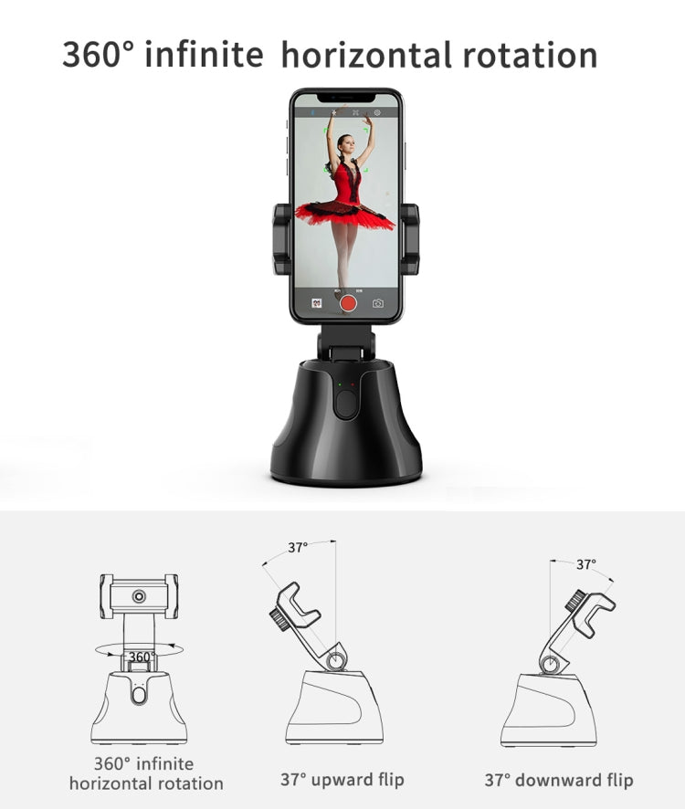Apai Genie 360 Degree Rotation Panoramic Head Bluetooth Auto Face Tracking Object Tracking Holder with Phone Clamp for Smartphones, GoPro, DSLR Cameras