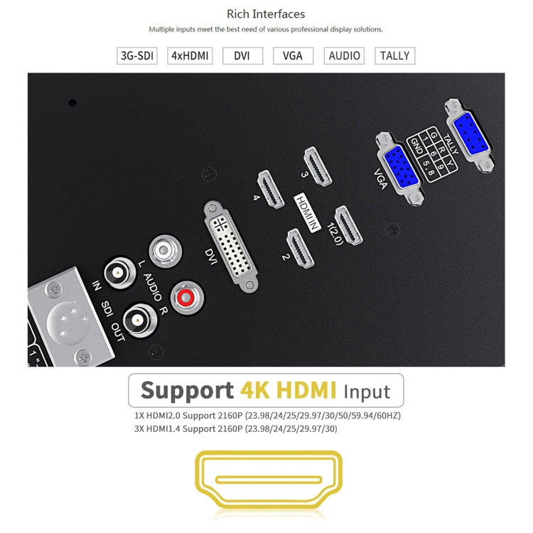 SEETEC 4K238-9HSD-CO 3840x2160 23.8 inch HDMI 4K Ultra HD Director Box Camera Field Monitor, Support Four Screen Split