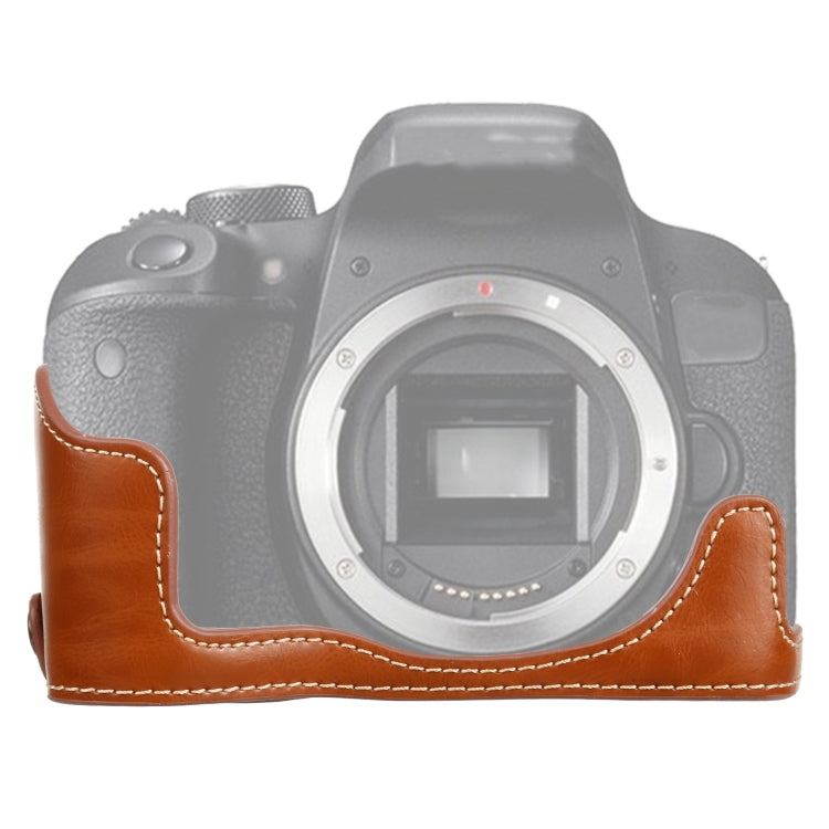 1/4 inch Thread PU Leather Camera Half Case Base for Canon EOS 77D / 800D