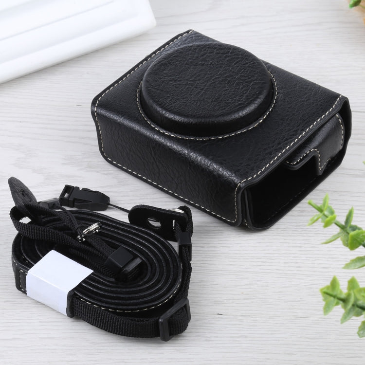Full Body Camera Litchi Texture PU Leather Case Bag with Strap for Sony DSC-RX100M7 / RX100M6 / RX100M5 / RX100M2
