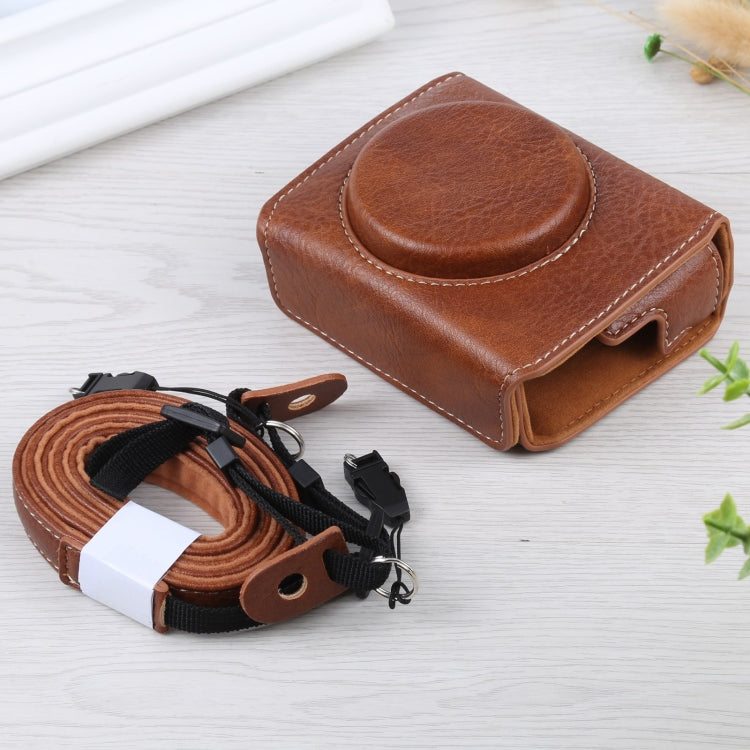 Full Body Camera Litchi Texture PU Leather Case Bag with Strap for Sony DSC-RX100M7 / RX100M6 / RX100M5 / RX100M2