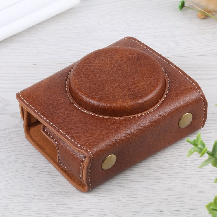 Full Body Camera Litchi Texture PU Leather Case Bag with Strap for Sony DSC-RX100M7 / RX100M6 / RX100M5 / RX100M2