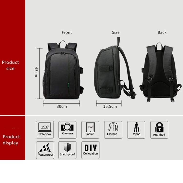 HUWANG HU107490 Portable Waterproof Scratch-proof Polyester Surface Material 15.6 inch Laptop Notebook Computer Bag Backpack Shoulder Bag Outdoor Sports Camera Bag Phone Bag for GoPro, SJCAM, Nikon, Canon, Xiaomi Xiaoyi YI, Apple, Samsung, Huawei