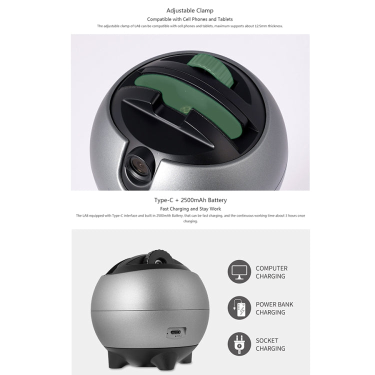 LAIZESKE LA8 Smart Robot Cameraman 360 Degree Auto Tracking Phone Holder (Grey)