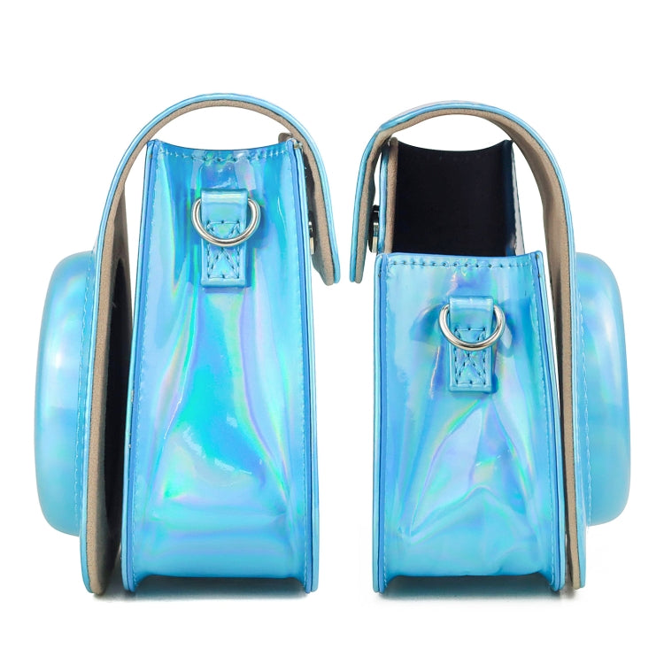 Aurora Color Leather Case Full Body Camera Bag with Shoulder Strap for FUJIFILM Instax mini 11(Blue)