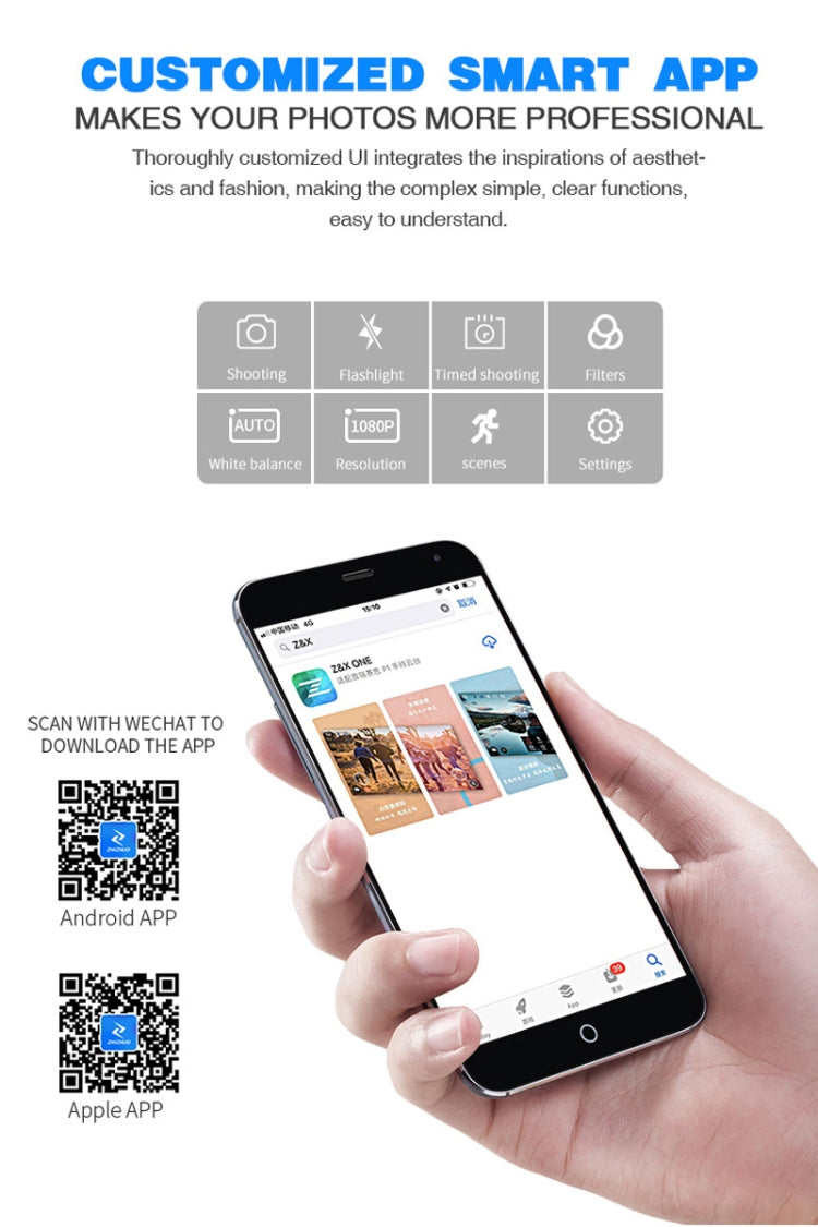 Zhizhuo S1 3-Axis Stabilized Plastic Handheld Gimbal Stabilizer for Smartphones(Black)