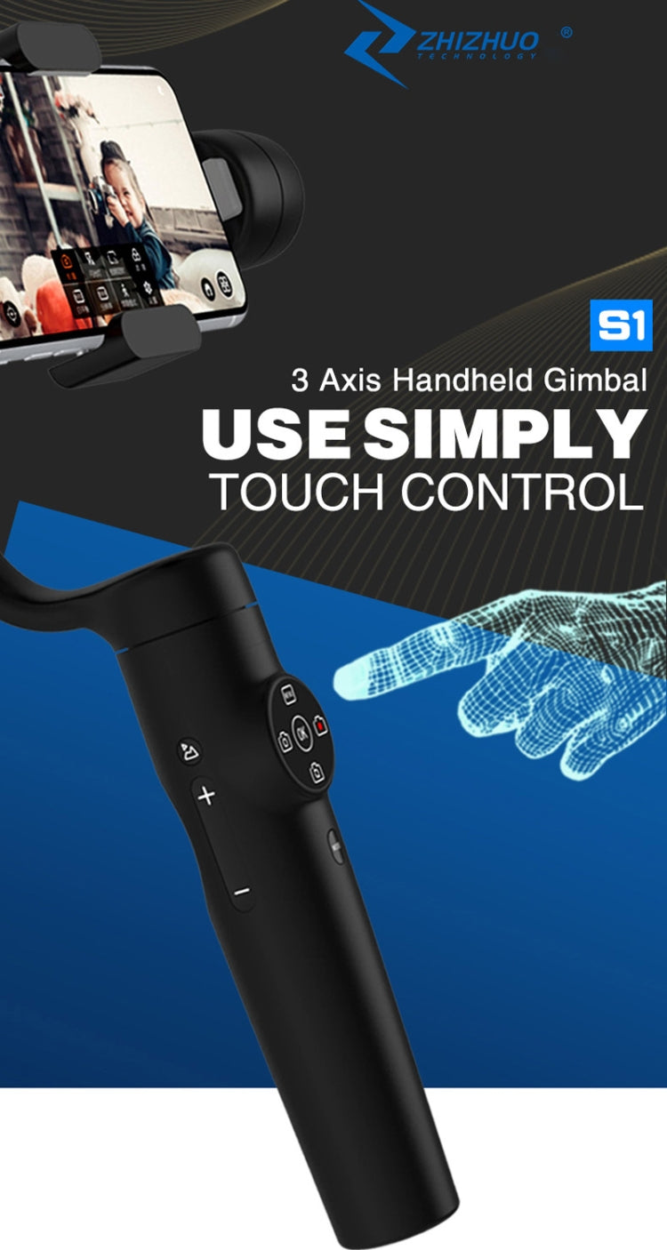 Zhizhuo S1 3-Axis Stabilized Plastic Handheld Gimbal Stabilizer for Smartphones(Black)