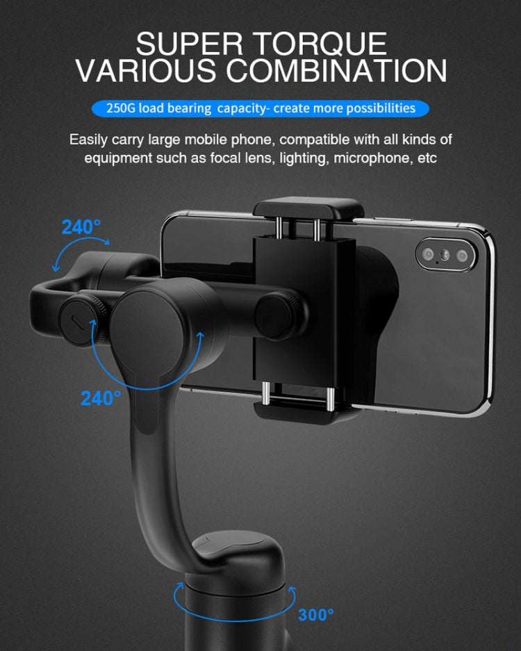 Zhizhuo S1 3-Axis Stabilized Plastic Handheld Gimbal Stabilizer for Smartphones(Black)