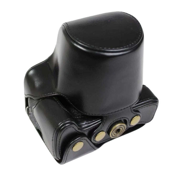 Full Body Camera PU Leather Case Bag with Strap for Canon EOS M6 Mark II (15-55mm Lens)